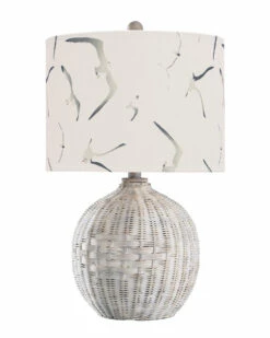 StyleCraft 21.5in White Rattan Table Lamp Home Table & Desk Lamps