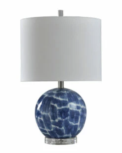 StyleCraft 21.5in Blue And White Ceramic Table Lamp Home Table & Desk Lamps