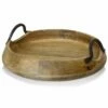 StyleCraft Kiran Natural Wood With Iron Metal Round Decor Home Baskets & Boxes