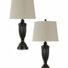 StyleCraft 30in Set Of 2 Oiled Bronze Metal Table Lamps Home Table & Desk Lamps