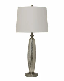 StyleCraft 32in Mercury Glass & Brushed Steel Base Table Lamp Home Table & Desk Lamps