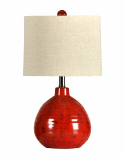 StyleCraft 21.5in Cameron Accent Apple Red Ceramic Table Lamp Home Table & Desk Lamps