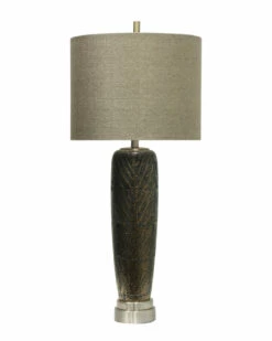 StyleCraft 37in Metallic Leaf Vein Motif Ceramic Transitional Lamp Home Table & Desk Lamps