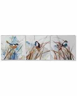 Stylecraft Merle Feathered Trio Set Of 3 Canvas Paintings Wall Art Home Mirrors & Wall Art