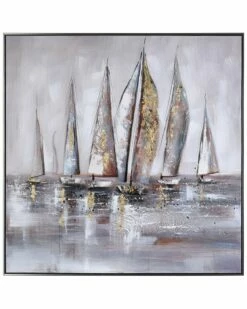 Stylecraft Ophelia Soft Wind Sails Handpainted Framed Decor Wall Art Home Mirrors & Wall Art