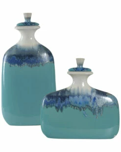StyleCraft Set Of Two Ceramic Jars With Lids Home Decorative Items & Frames