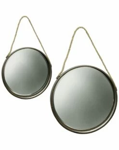 Stylecraft Jasper Farmhouse Set Of Two Metal Wall Mirror Oil Bronze Finish Home Mirrors & Wall Art