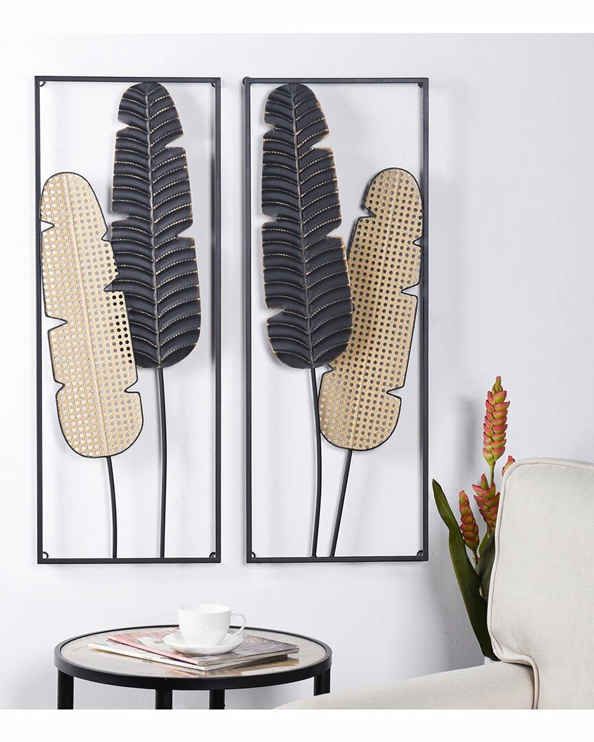 StyleCraft Sago Palm Set Of Two Dimensional Metal Wall Sculpture Home Mirrors & Wall Art - Image 2