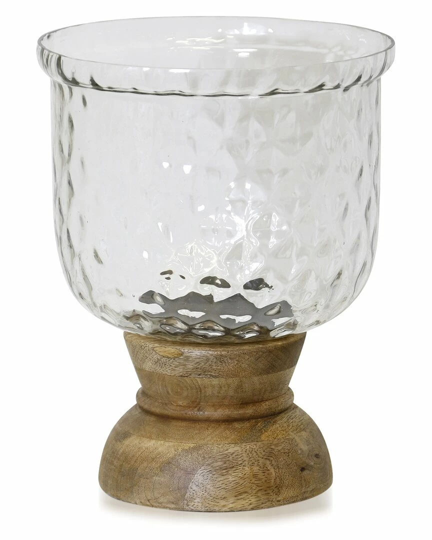 StyleCraft Kiran Wood And Crystal Design Glass 1-Light Hurricane Home Candles & Home Fragrance