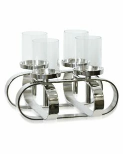 StyleCraft Laurent Aluminum And Clear Glass 4-Light Candle Home Candles & Home Fragrance