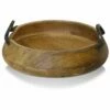 StyleCraft Kiran Natural Wood With Iron Metal Round Decor Home Baskets & Boxes