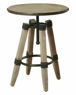 StyleCraft Hanley Distressed Wood And Metal Round Accent Table Home End & Side Tables