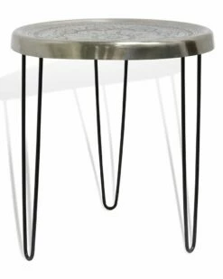 StyleCraft Logan Round Metal Side Accent Table Home End & Side Tables