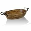 StyleCraft Kiran Natural Wood With Iron Metal Oval Decor Home Baskets & Boxes