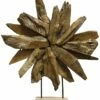 StyleCraft Canno Natural Teakwood Decorative Sunrise Sculpture Home Decorative Items & Frames