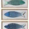 StyleCraft Set Of 3 Metal Fish Wood Panels Home Mirrors & Wall Art