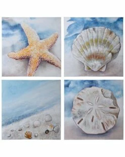 StyleCraft Beach Set Of 4 Coastal Animal Art Home Mirrors & Wall Art