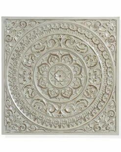 StyleCraft Lara Antique Gray Wooden Wall Mandala Plaque Home Mirrors & Wall Art