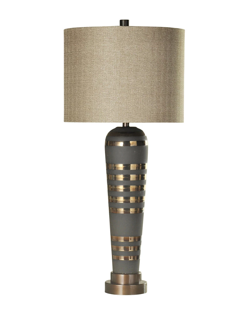 StyleCraft Pelham Ceramic Body & Brushed Brass Metal Base Table Lamp Home Table & Desk Lamps