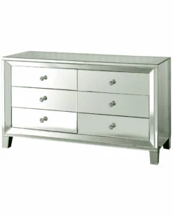 StyleCraft 6 Drawer Clear Mirror Cabinet Home Dressers & Armoires