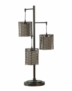 StyleCraft 37in Metal And Rattan Contemporary Table Lamp Home Table & Desk Lamps