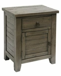 StyleCraft Nanette Square Acacia Side Table With Drawer And Opening Door Home End & Side Tables
