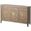 StyleCraft Brooks Three-Door Straight Grain Ash Veneer Buffet Cabinet With Metal Legs Home Sideboards & Credenzas