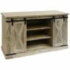 StyleCraft Peachtree Sliding Barn Door Media Console With Removable Shelves Home TV Stands & Consoles