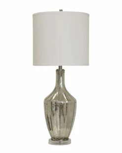 StyleCraft 37in Mercury Glass & Brushed Steel Base Table Lamp Home Table & Desk Lamps
